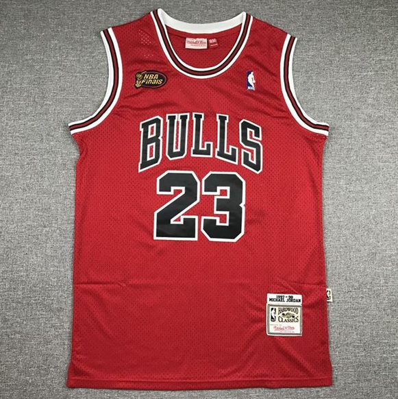 Men's Chicago Bulls #23 Michael Jordan Red 1997-98 Finals Throwback Stitched Jersey